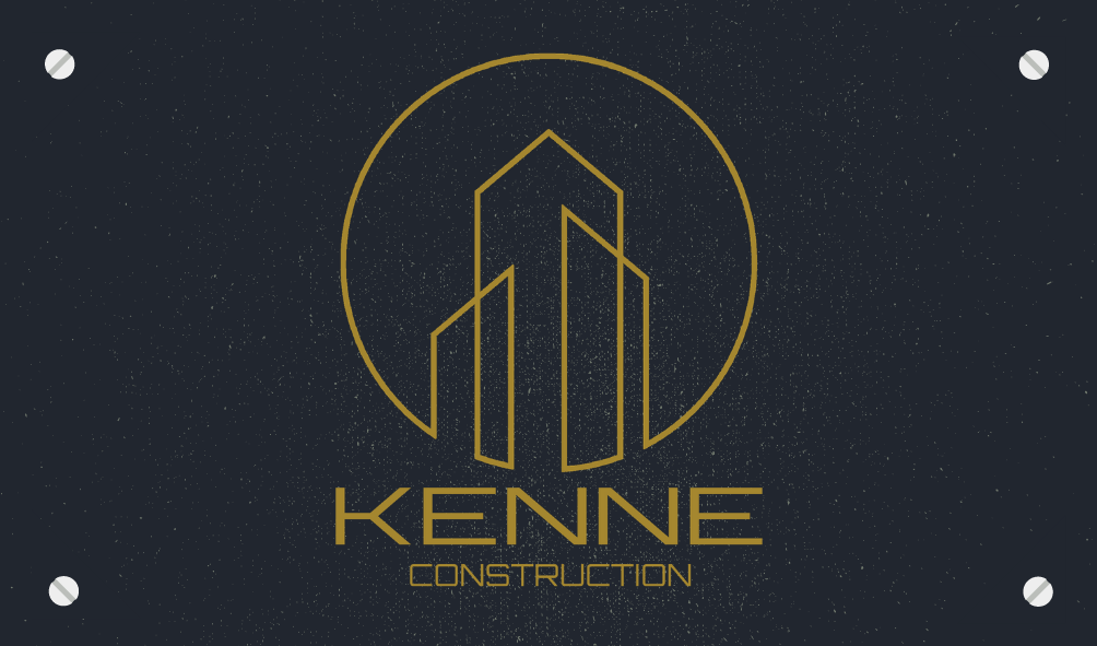 Kenne gold construction logo on charcoal background